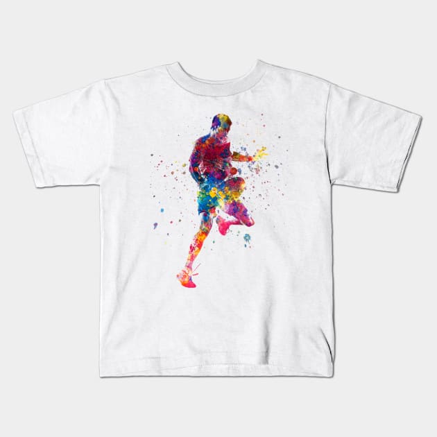 watercolor paddle player Kids T-Shirt by PaulrommerArt